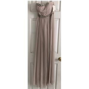 Donna Morgan NWT jeweled strapless gown,  Size 0, Color Mist